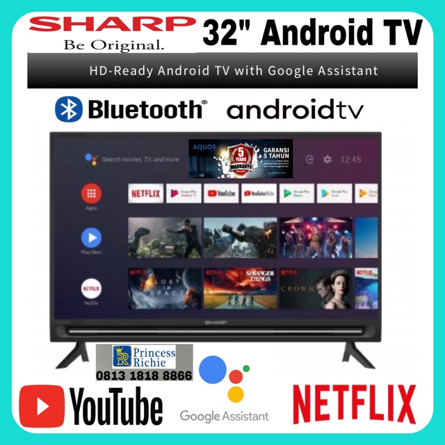 Sharp android smart tv 3   2 inch 2T-C32BG1i | Shopee Indonesia