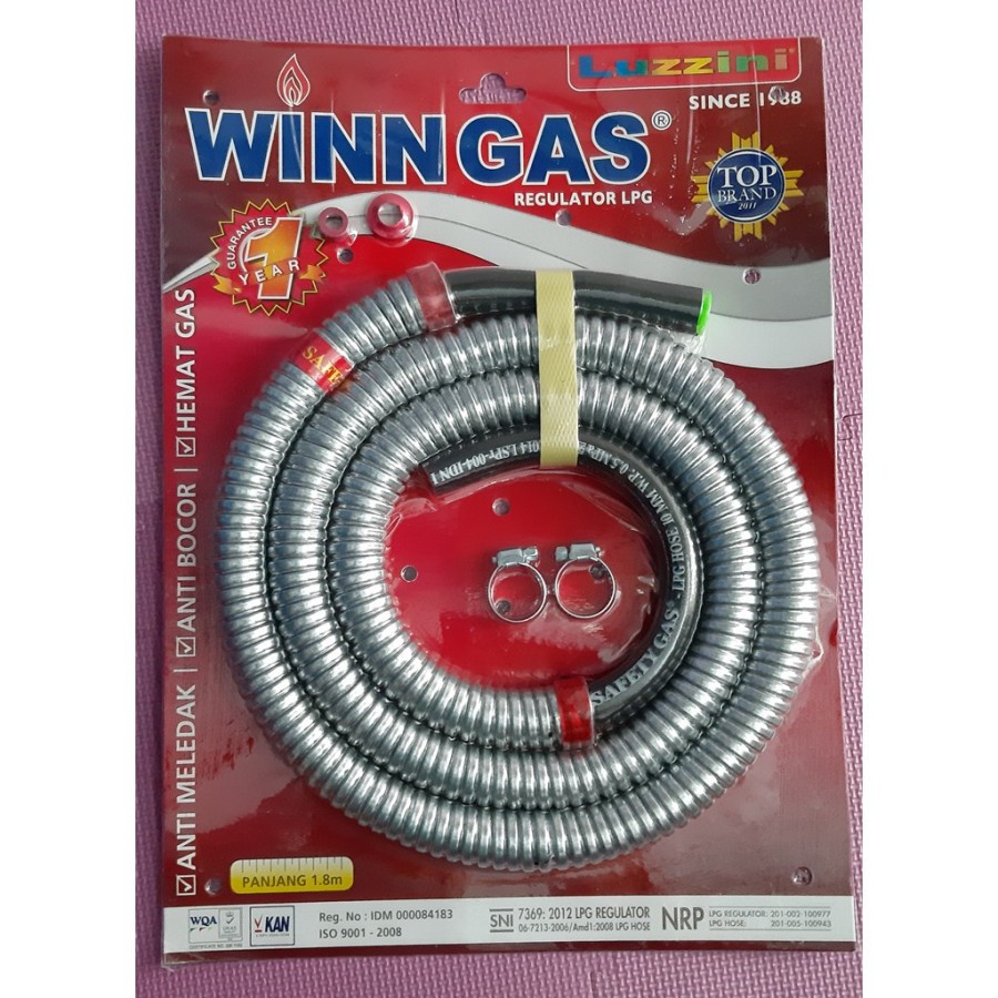 SELANG FLEXIBLE REGULATOR KOMPOR GAS WINN GAS PREMIUM 1.8 METER SELANG KOMPOR WINN GAS