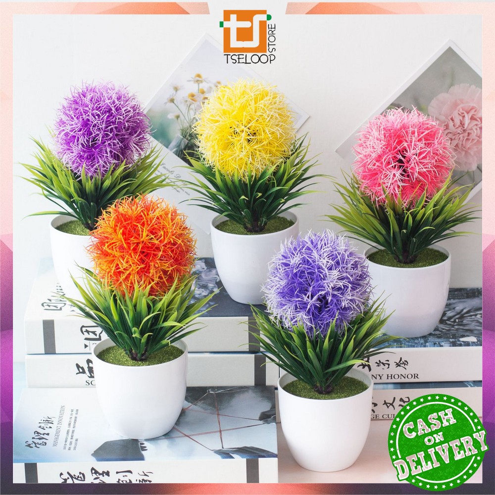 OFM-C35-37 Ornamen Pot Bonsai Pajangan Dekorasi Rumah Tanaman Bunga Hias Plastik Artificial Flower-Snapdragon 