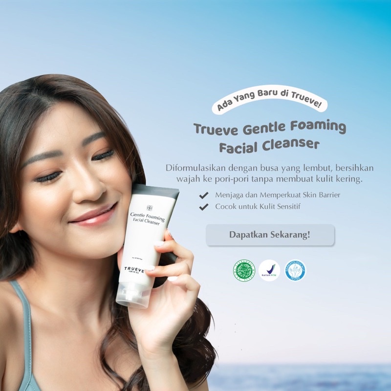 TRUEVE Gentle Foaming Facial Cleanser Indonesia / Low pH Toner Essence Serum Cream Mask Sunscreen