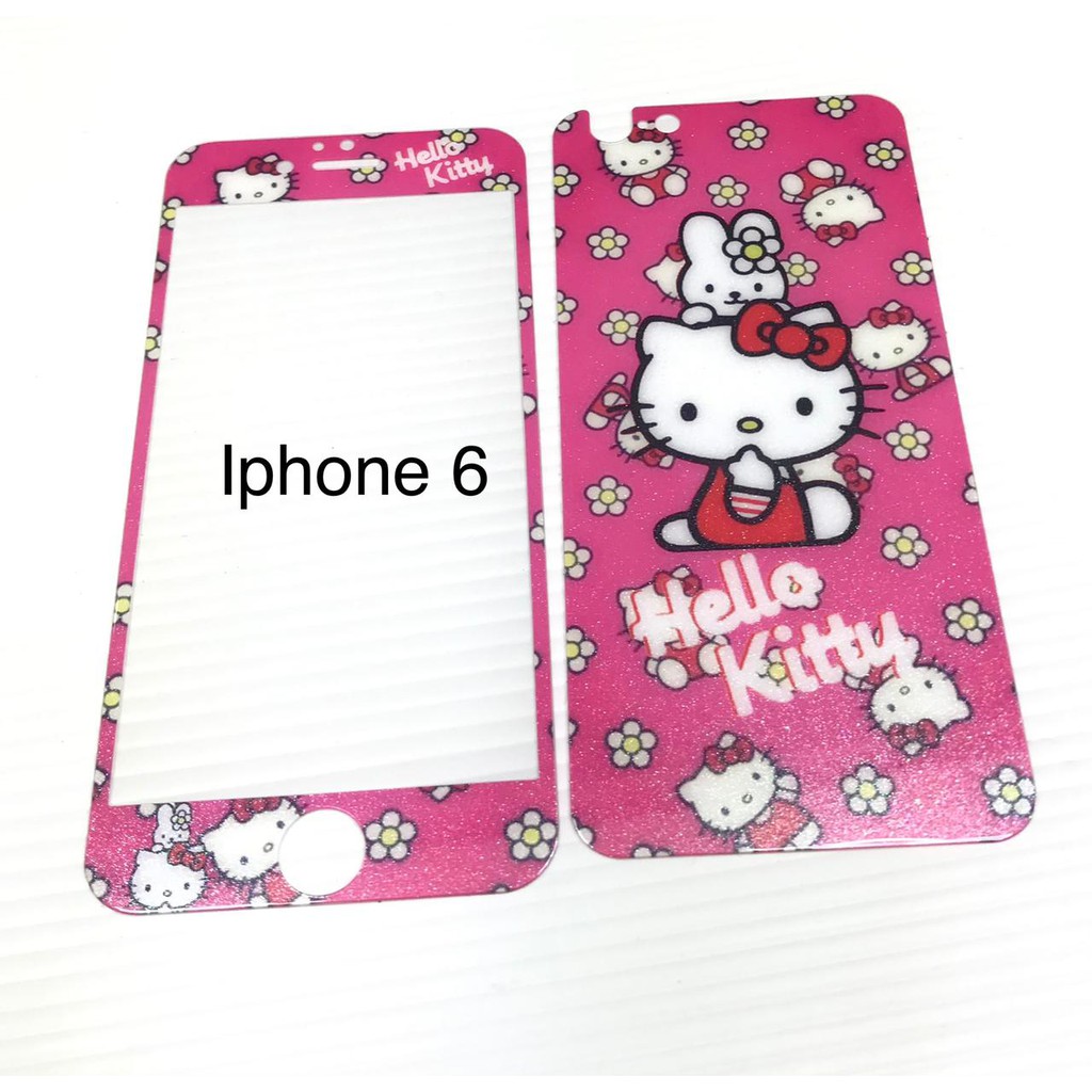 Tempered Glass Iphone 6 motif hello kitty Full depan belakang screen guard anti gores