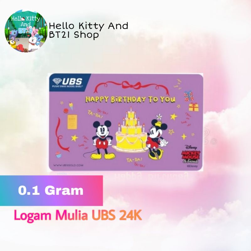 UBS Disney Mickey & Minnie Mouse Happy Birthday 0.1 g Card, LM