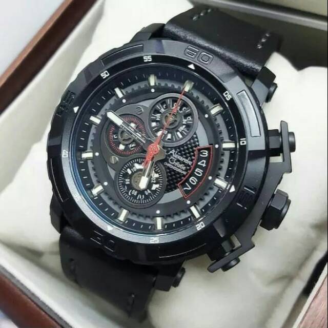 Prmo jam Pria Alexandre Christie AC 6439 Leather original keren terbaru