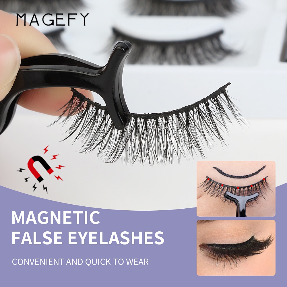 MAGEFY Eyelash Magnetic Eyeliner 3D Natural Hair Bulu Mata Palsu Magnetik Bulu Mata Magnet 7098