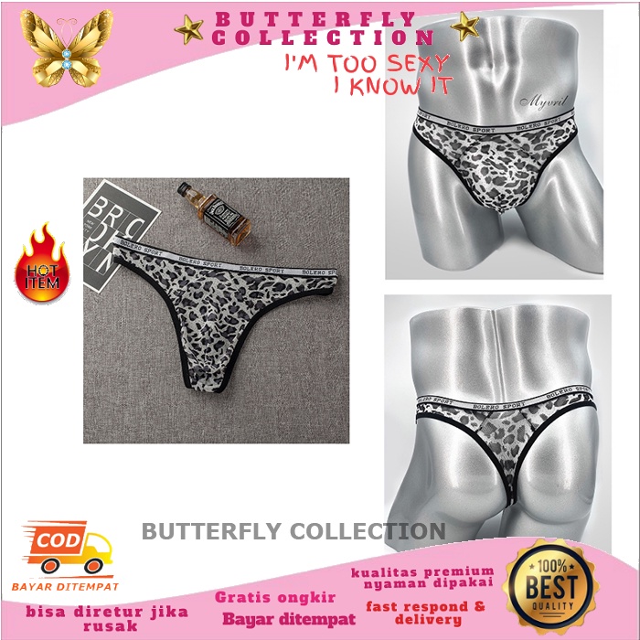 Gstring Sexy Thong Underwear Celana Dalam Pria motif Leopard G String BF 231