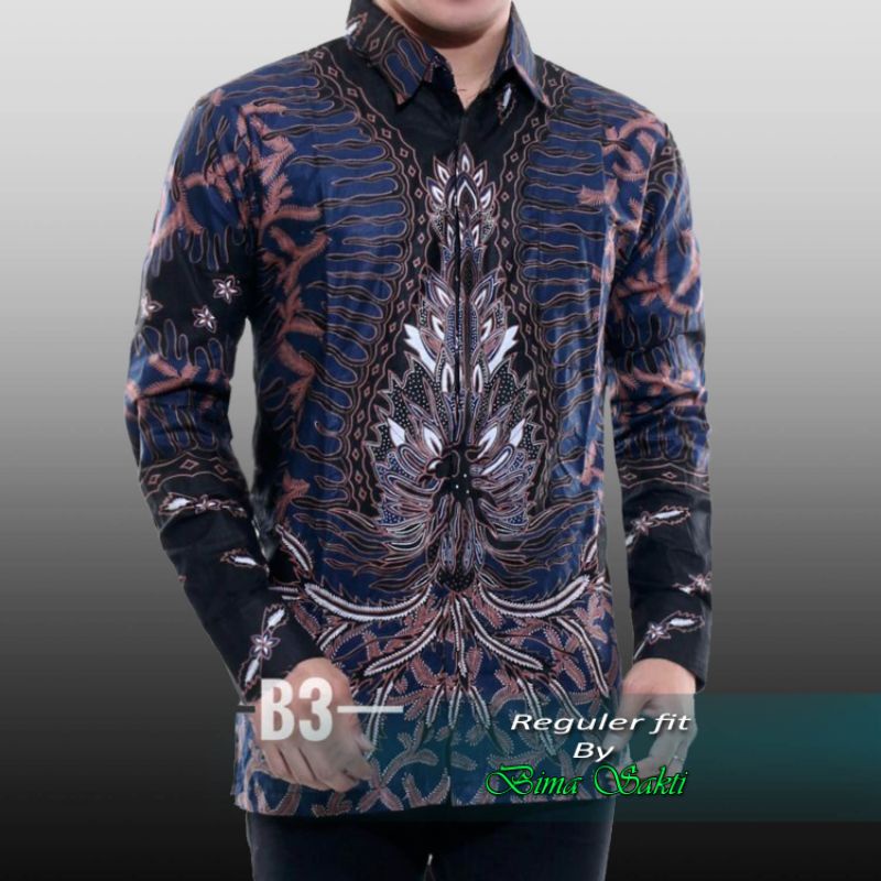 kemeja pria lengan panjang baju batik kantor Kemeja Batik Menteri 85 Baju Batik Pria Motif Arsena Modern Lengan Panjang Regulerfit Premium