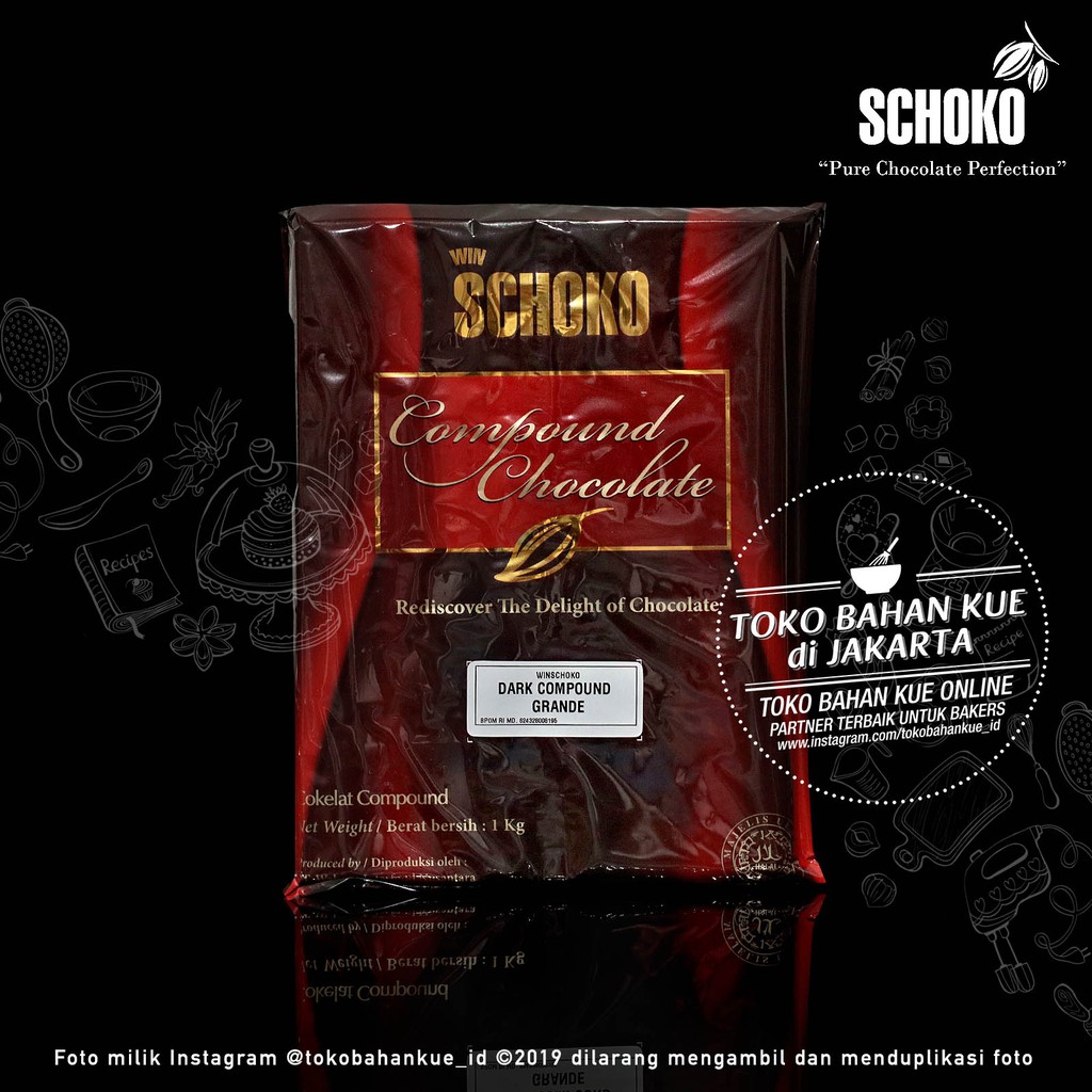 

Schoko Dark Compound Grande 1kg Chocolate Cokelat Baking Coklat Cocoa Indonesian Chocolate