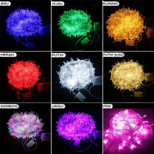 Lampu kelap kelip panjang 10 meter 100 LED