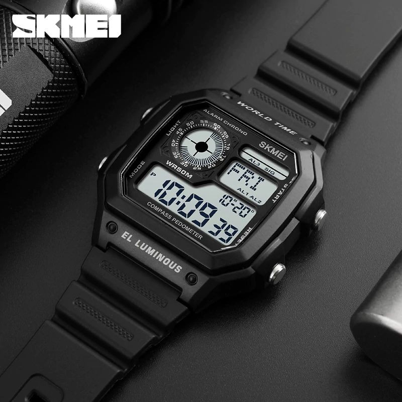 SKMEI 1299 Jam Tangan Pria Digital Dual Time Anti Air WK-SBY