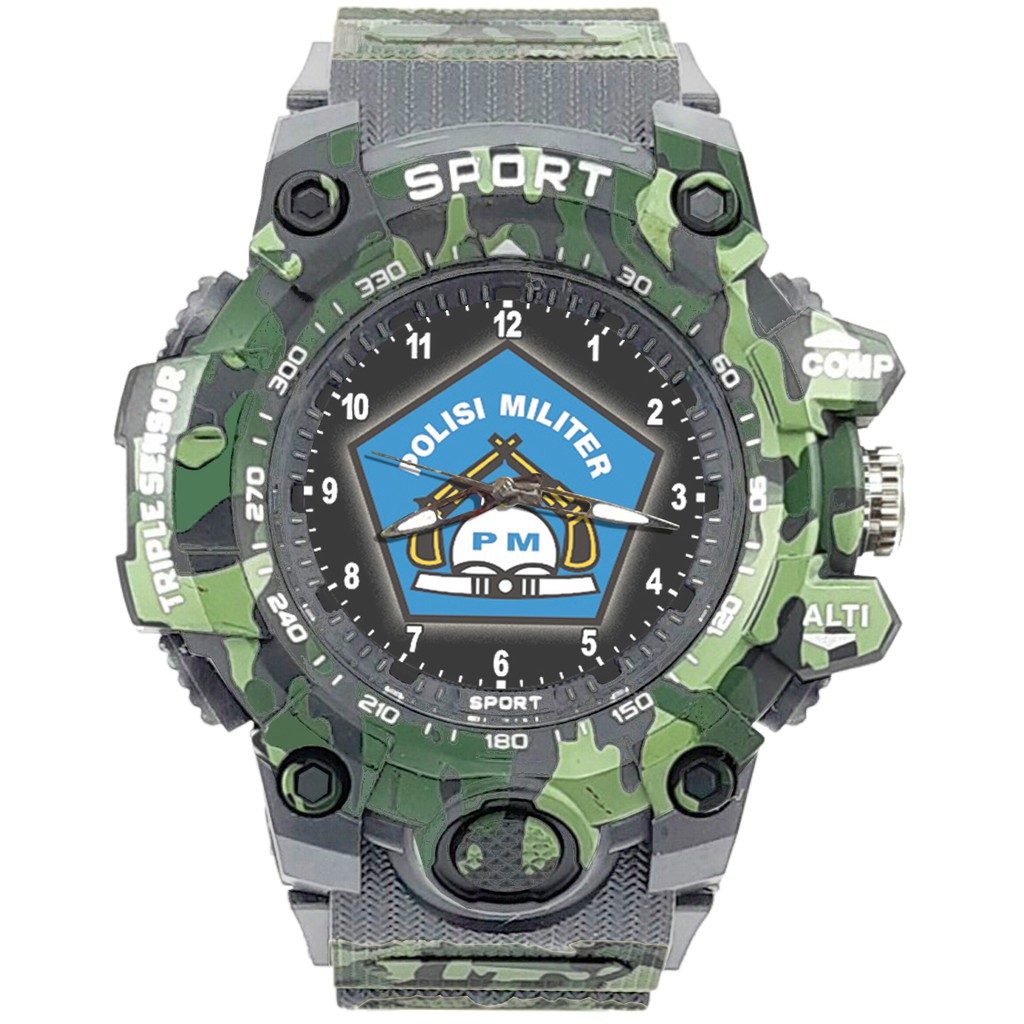 {Istimewa} Jam Tangan LOGO POLISI MILITER - PM 1 Abu Army Water Resistant