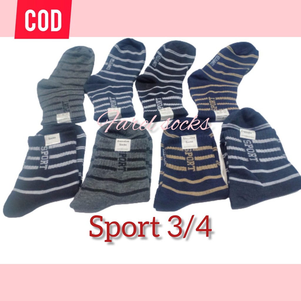 KAOS KAKI SPORT GARIS 3/4(CEWEK COWOK)