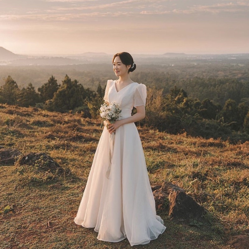 HEEJIN GOWN - Wedding gown organza maxi flare korean wedding dress prewedding white formal gaun mala