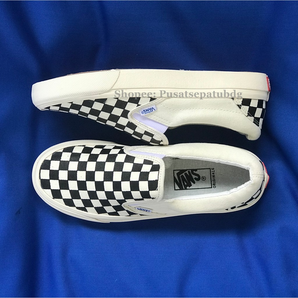 Sepatu Vans Slip On Premium Checkerboard Black White