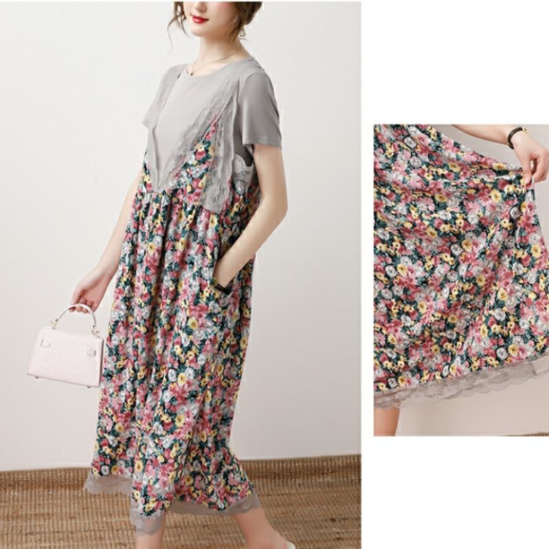 MDLV ~ 18440# Melicia Midi Dress Flower Dress Korea Import