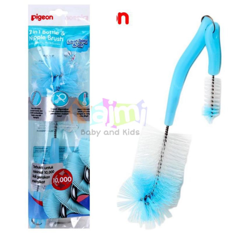 PIGEON 2In1 2 In 1 Bottle &amp; Nipple Brush Basic - Sikat Botol Susu Nilon Nylon