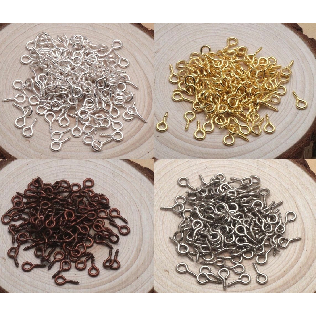 300Pcs Mini Screw Eye Pins for Jewelry Making Pearl Beads Eyepins Hooks Eyelets Screw Clasps Hooks for Pendant