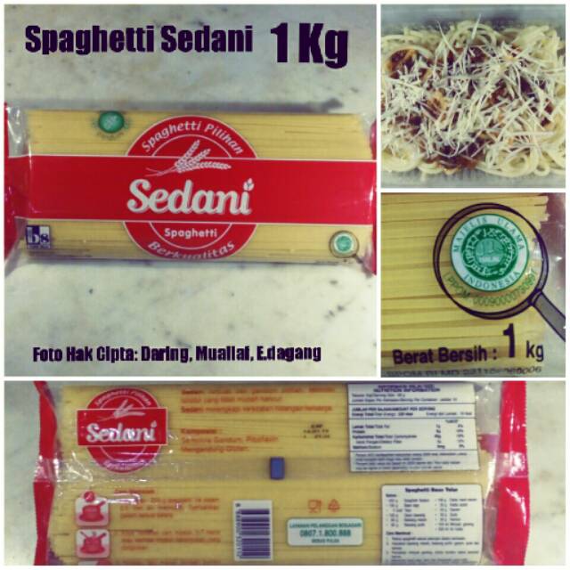 

Pasta Spaghetti Kering Kecil Merk SEDANI Bogasari Indofood Ukuran Jumbo 1 Kg