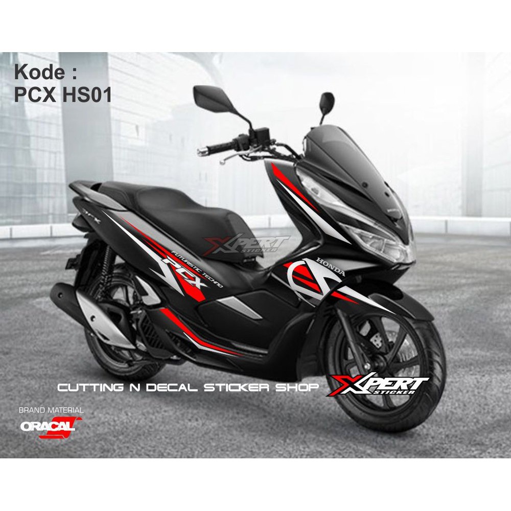 Striping Cutting Sticker Honda PCX 2018 Putih Grafik Cutting Glossy