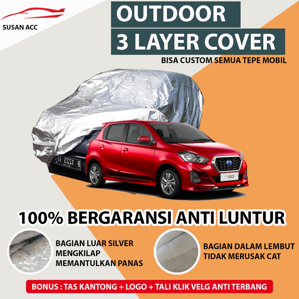 OUTDOOR PREMIUM Body Cover Mobil Datsun Go+ / Sarung Mobil Datsun Go+ 2 baris Waterproof / Mantel