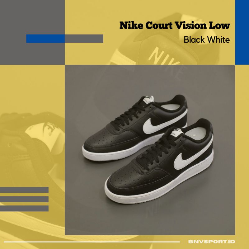 Sepatu Casual Nike Court Vision Low Black Anthracite White Original Sneakers Pria Wanita Bisa COD