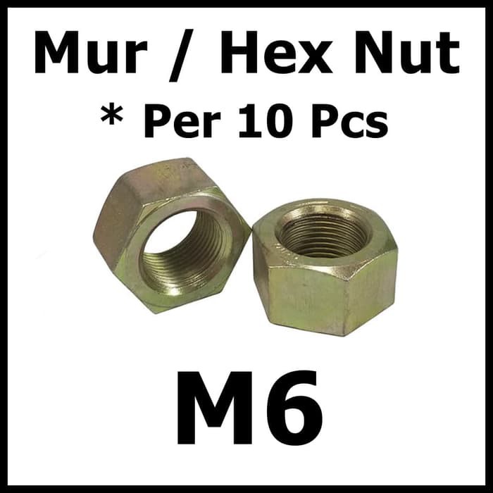 Per 10 Pcs Mur Hex Nut M6 6mm 10Pcs