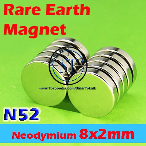 5 PCS 8x2mm Strong Magnet Neodymium 8x2mm Silinder N52 Koin Bulat Koin Diameter 8mm Tebal 2mm isi 5 Buah