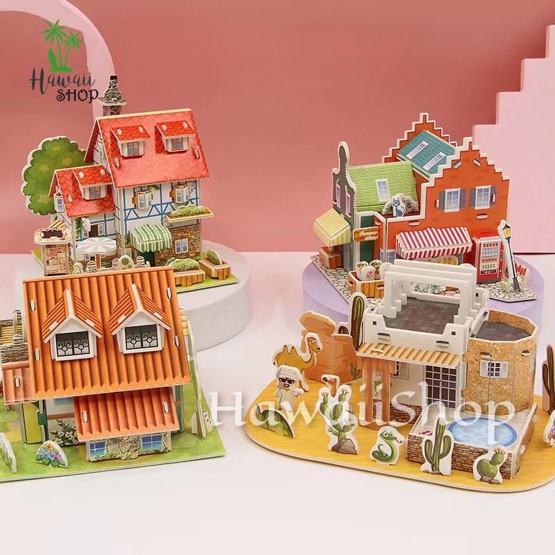 Puzzle 3D DIY bahan foam &amp; paper HOUSE VILLA mainan puzzle edukasi anak (kado,pajangan,dekorasi)