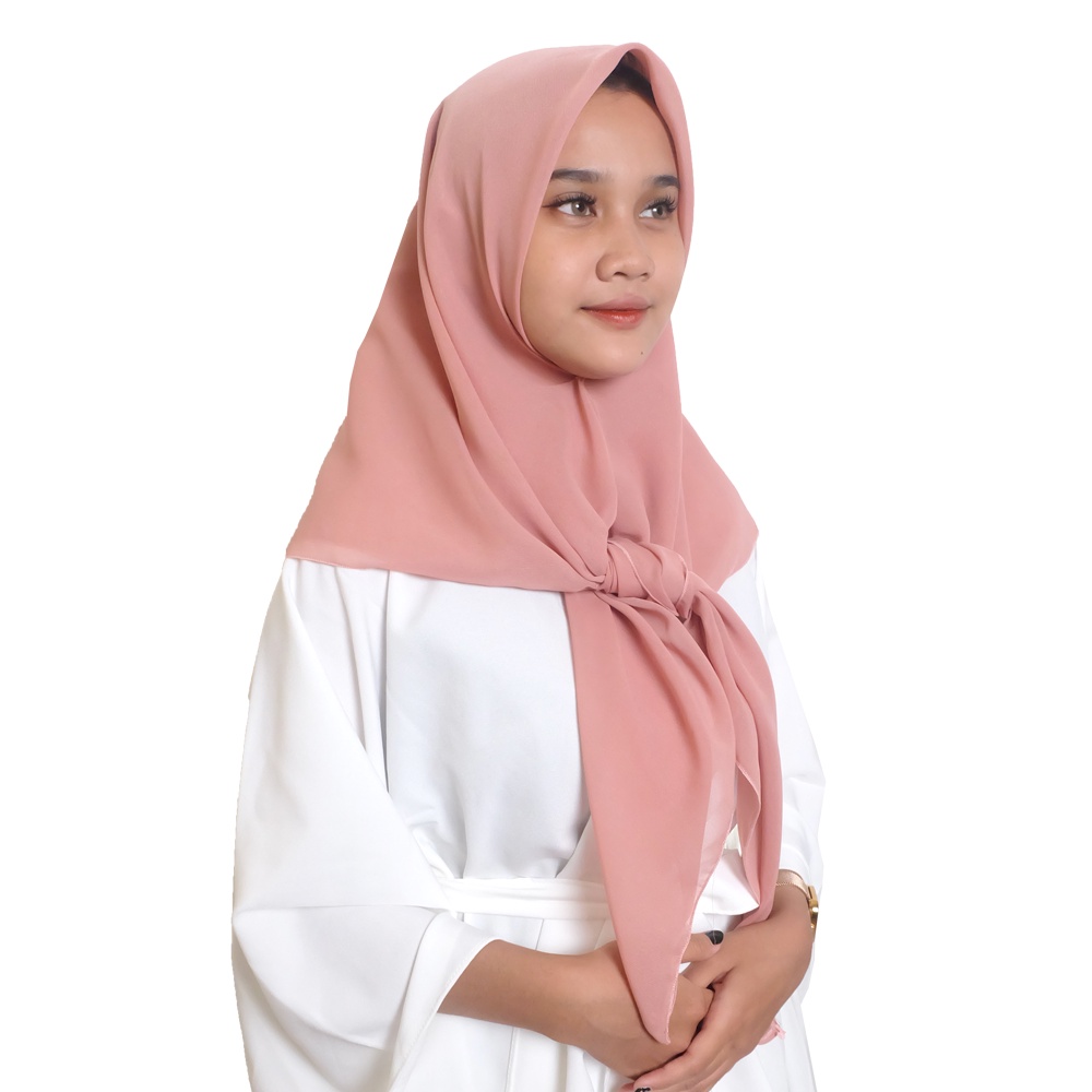 Maula Hijab - Kerudung Segi Empat Bella Square Jilbab Segiempat Paris Polos Premium-Rose