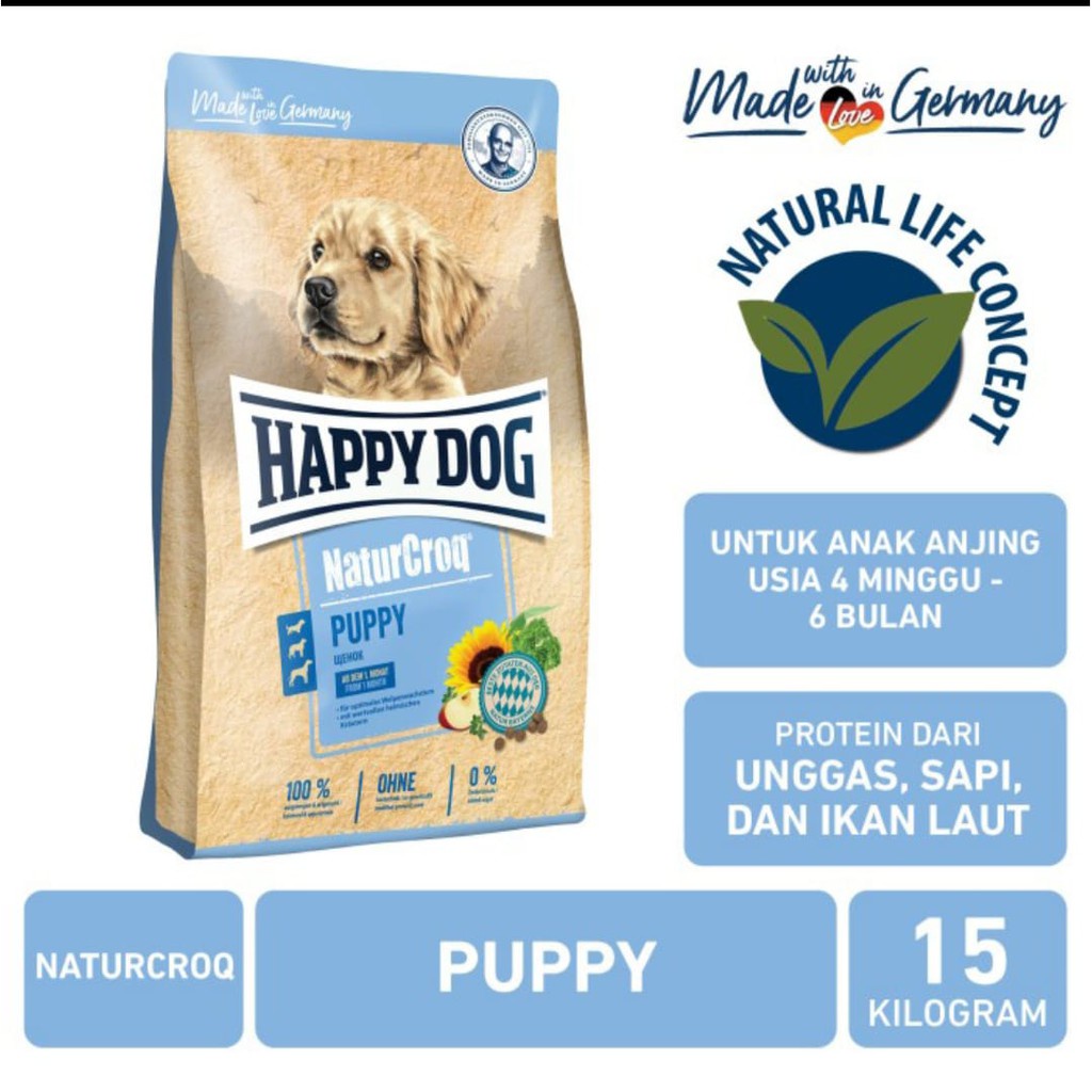 happy dog naturcroq puppy 15kg / GRAB makanan anjing happy dog naturcroq puppy 15kg