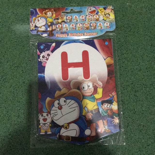 Banner flag happy birthday doraemon
