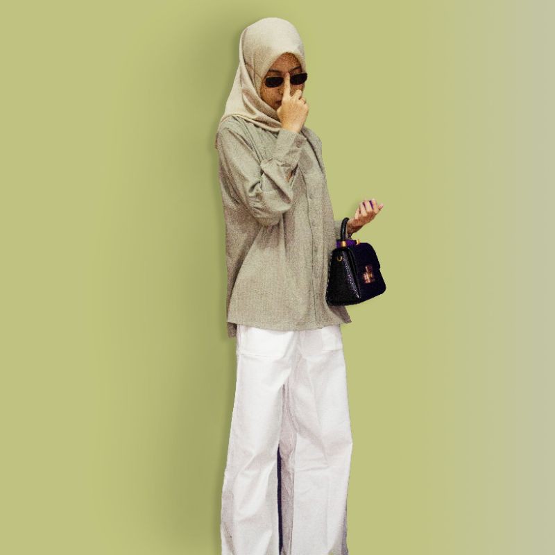 BLOUSE HAJEERA OLIVE GREEN | byelma.id