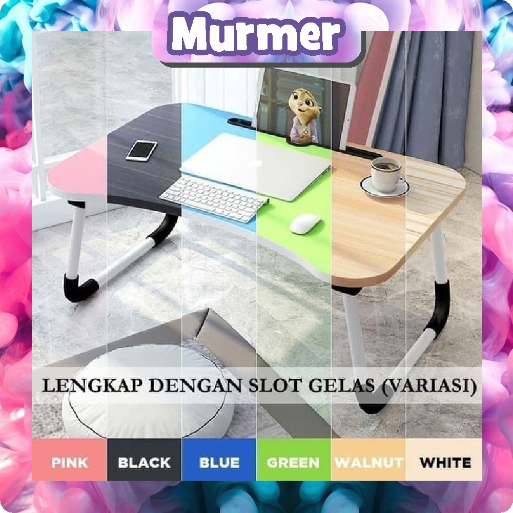 MurmerOfficial R222 Meja Lipat Anak Dewasa Motif Polos / Karakter Laci Meja Laptop Meja Belajar