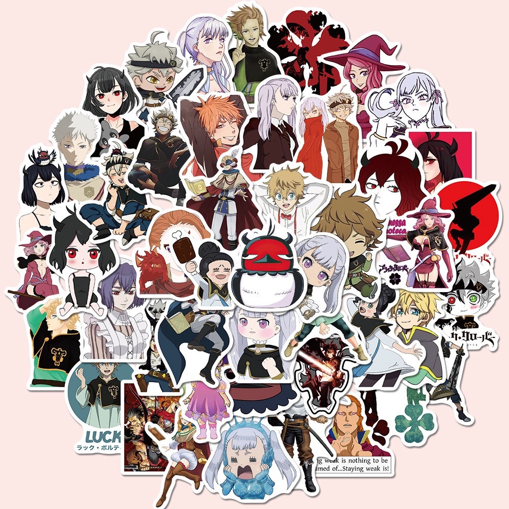 50pcs anime black clover cartoon laptop guitar decoration waterproof stickers