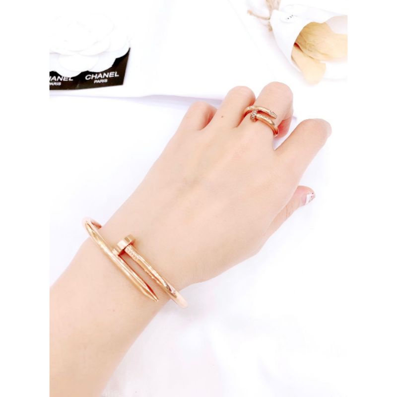 Gelang Cincin Titanium Asli Rosegold carrtierx Paku Premium Quality Anti karat anti alergi Stainless steel ori T828