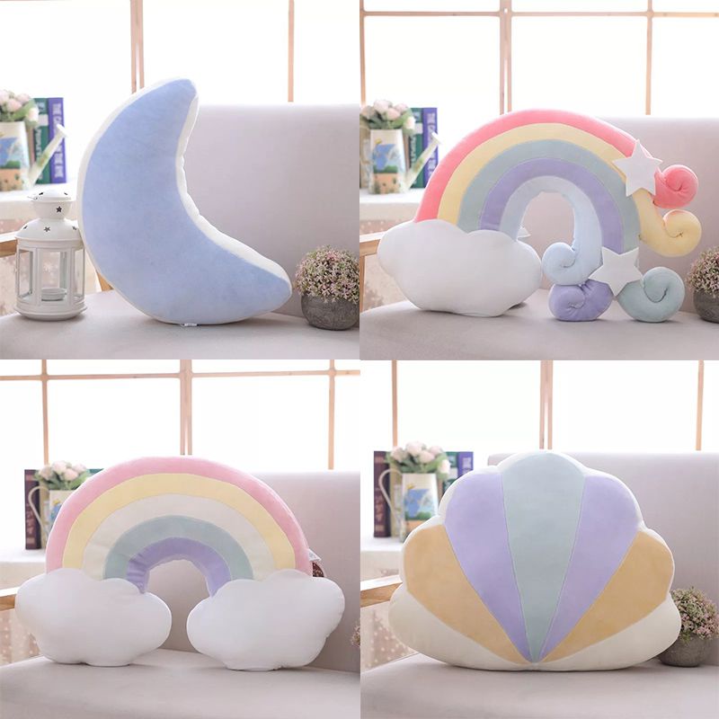 53*40cm Rainbow Plush Sofa Pillow Cushion Sleeping Pillow Cloud Moon Home Decoration Toy Propitious Cloud Moon Shell