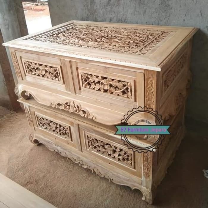 Meja tamu ukir Jepara - meja kopi lesehan kayu jati mentahan