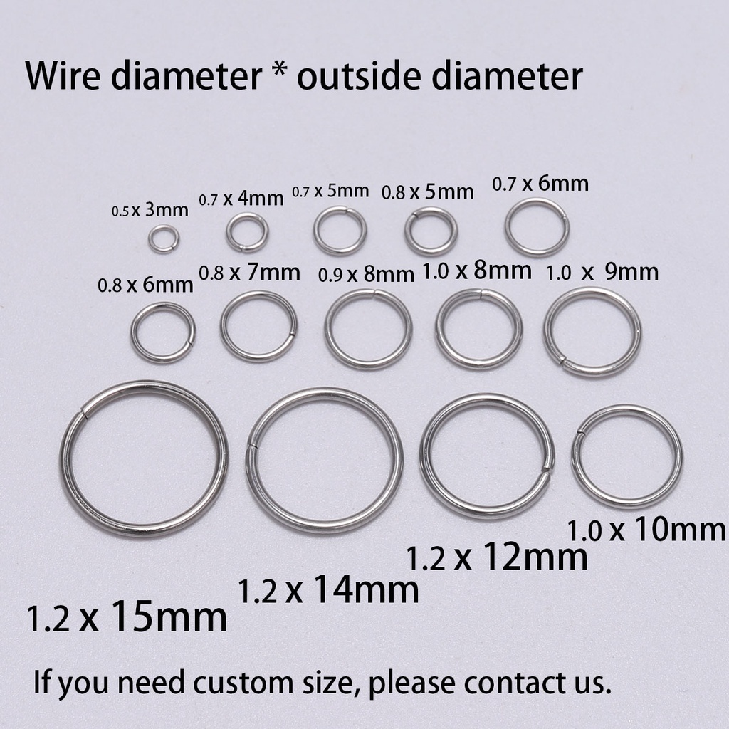 200pcs / Lot Ring Konektor Bahan Stainless Steel Ukuran 4 / 5 / 6 / 8 / 10mm Untuk Membuat Perhiasan