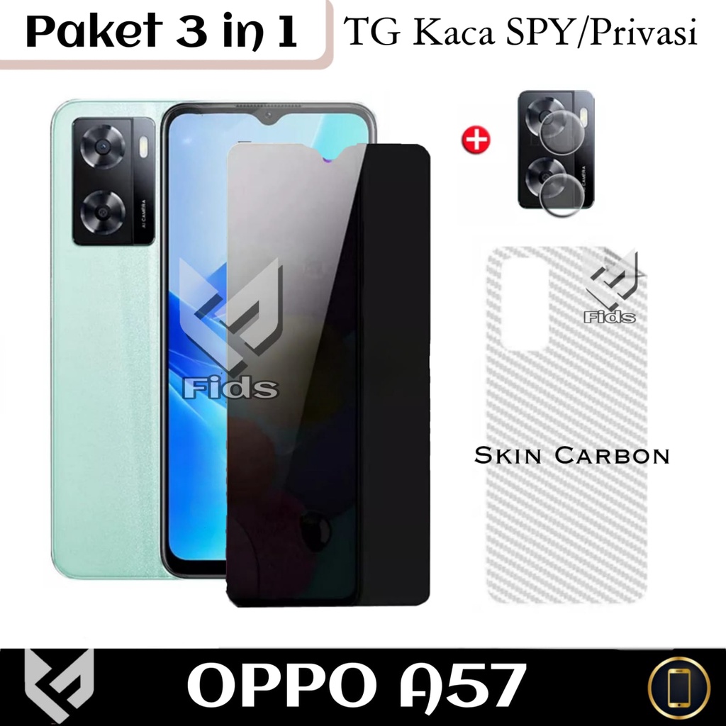 (PROMO PAKET 3IN1) Anti Gores Layar For OPPO A57 4G/A77s Free TG Camera &amp; Skin Carbon Anti Jamur Handphone