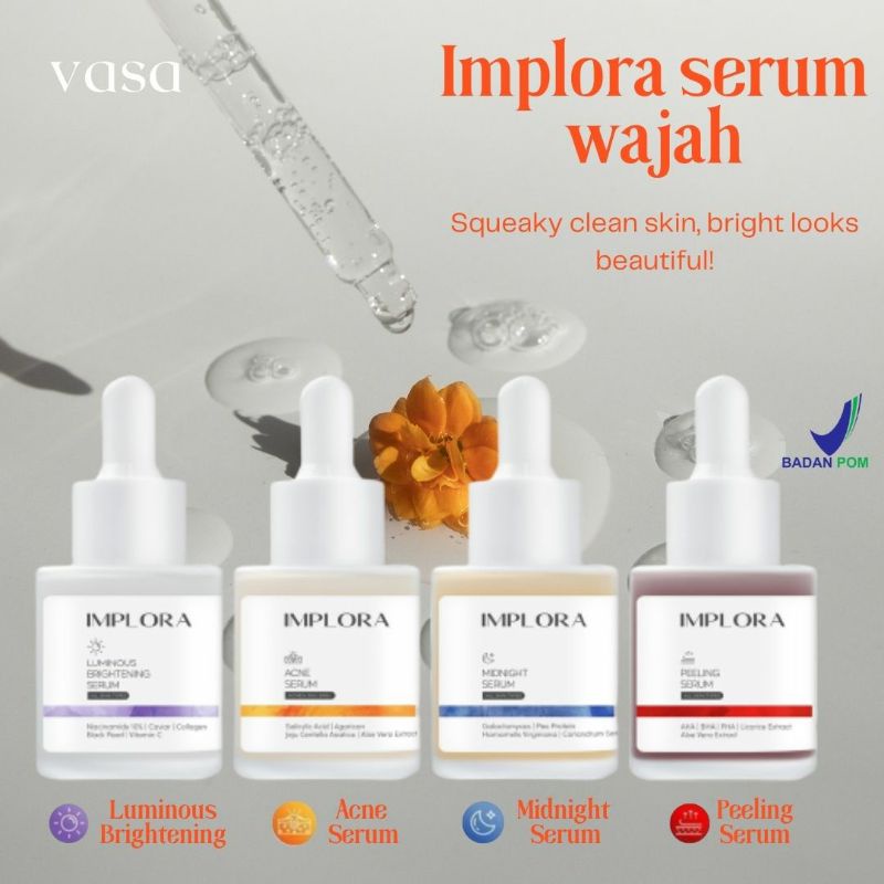 [COD] Implora Serum Wajah Luminous Bright Serum Acne Peeling Midnight Face Serum IMPLORA