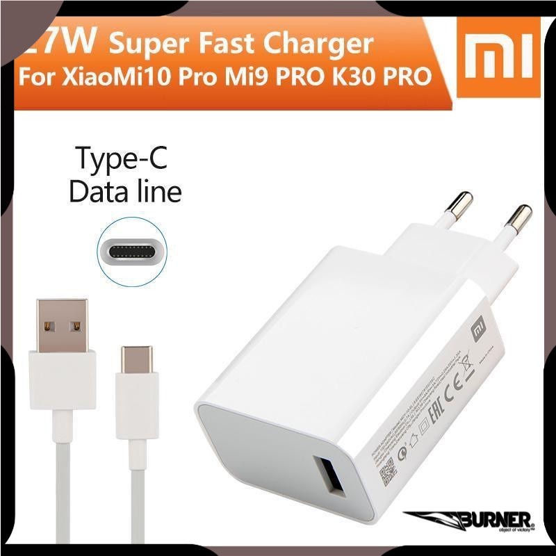 KEPALA CHARGER XIAOMI 27W FAST CHARGING 3.0 WITH KABEL DATA TYPE C TURBO CHARGE ORIGINAL 100% PENGECAS ANDROID