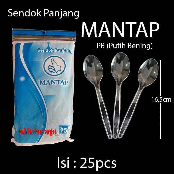 isi 25pcs sendok makan plastik panjang bening kualitas tebal fim mantap