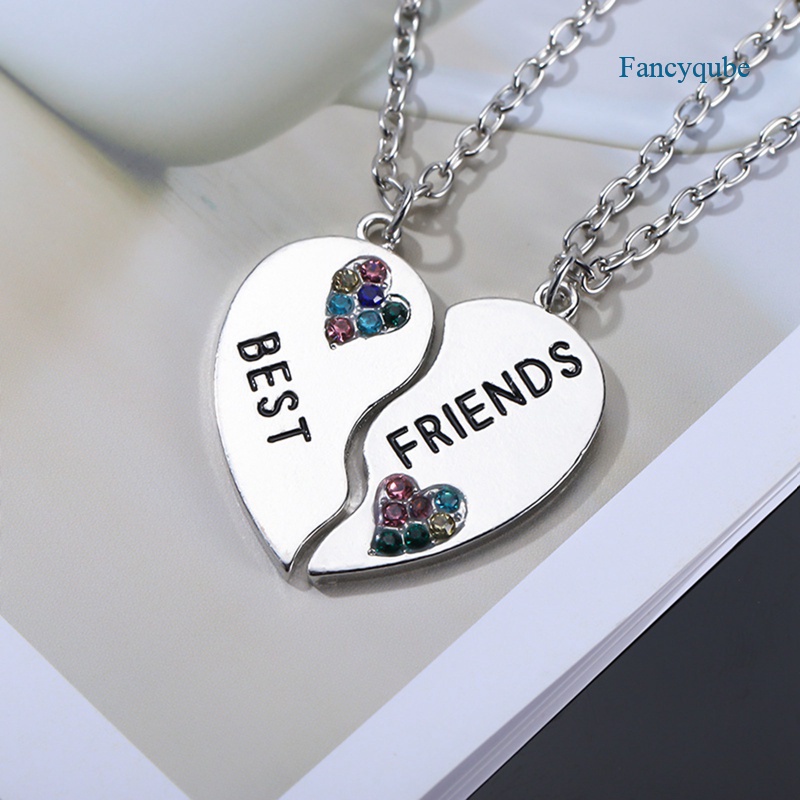 Fancyqube 1 Pasang Kalung Desain Ukiran Tulisan Best Friends Untuk Wanita