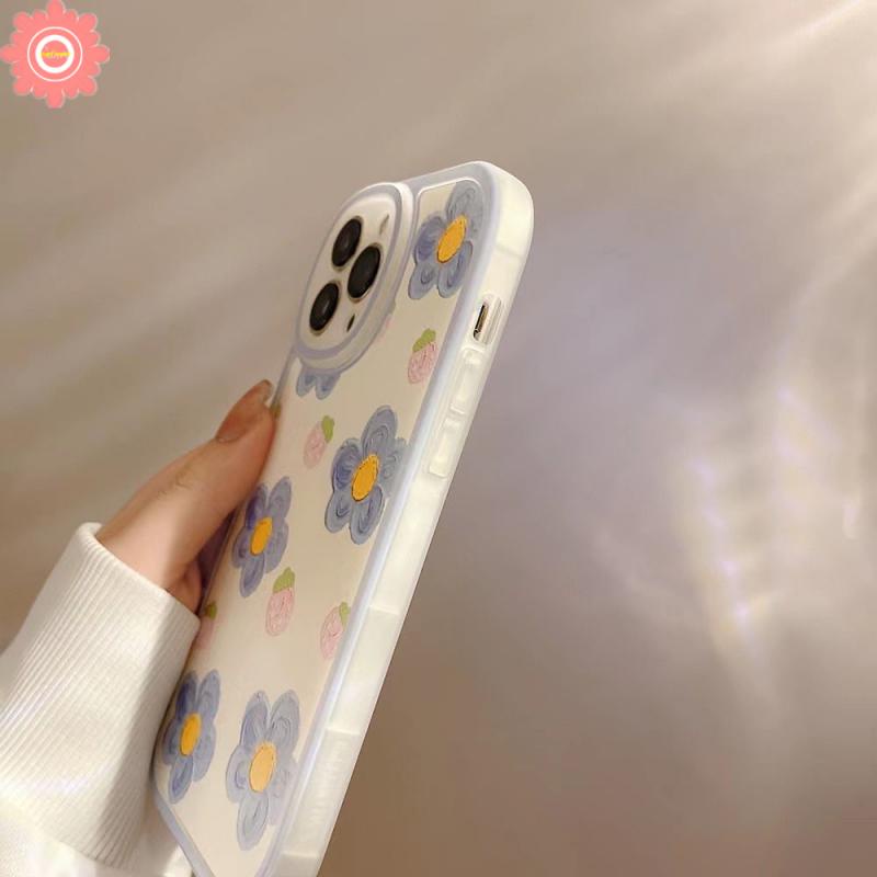 INS Fashion Case Xiaomi Redmi 12C 10 9T 9A 9C Nfc Redmi Note 11 11s 10 10S 10 Max Plus Note8 Note9 Poco M3 X3 Pro Nfc Oil Painting Blue Flower Soft TPU Shockproof Cover