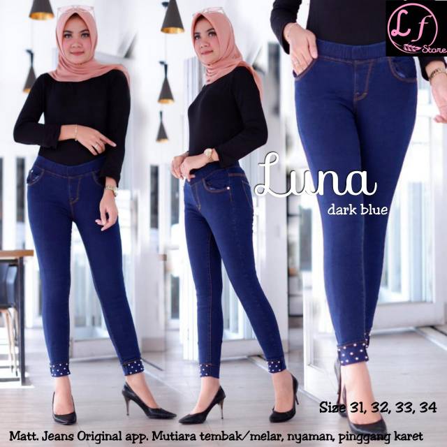 LUNA DARK BLUE | Jeans Wanita