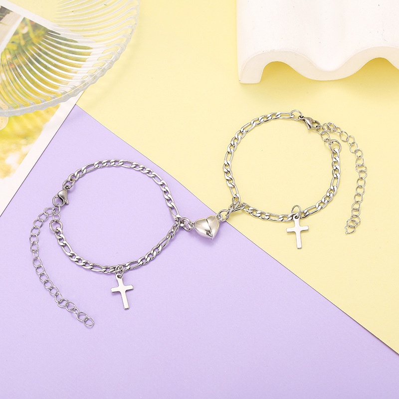 2pcs Gelang Magnetik Adjustable Bahan S925 Silver Untuk Pria Dan Wanita