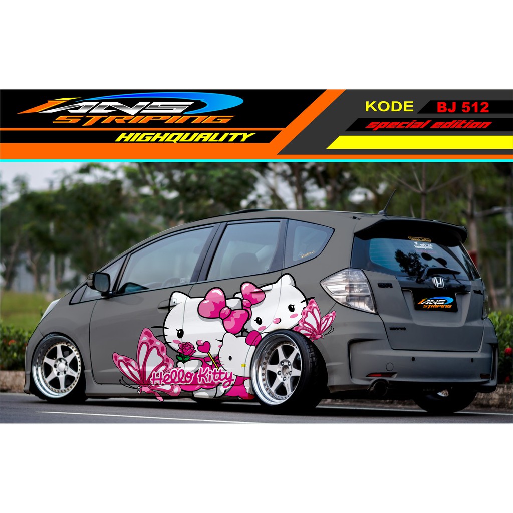 STICKER VARIASI MOBIL JAZZ BRIO AGYA SIGRA YARIS / DECAL STICKER MOBIL TERBARU HELLO KITTY / STICKER