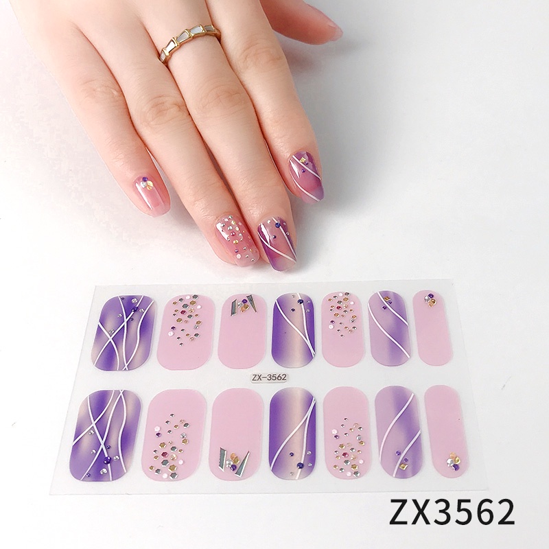 Stiker Kuku 3d Motif Berlian / Mutiara Warna Gradasi Tahan Air Untuk Nail Art / Manicure DIY