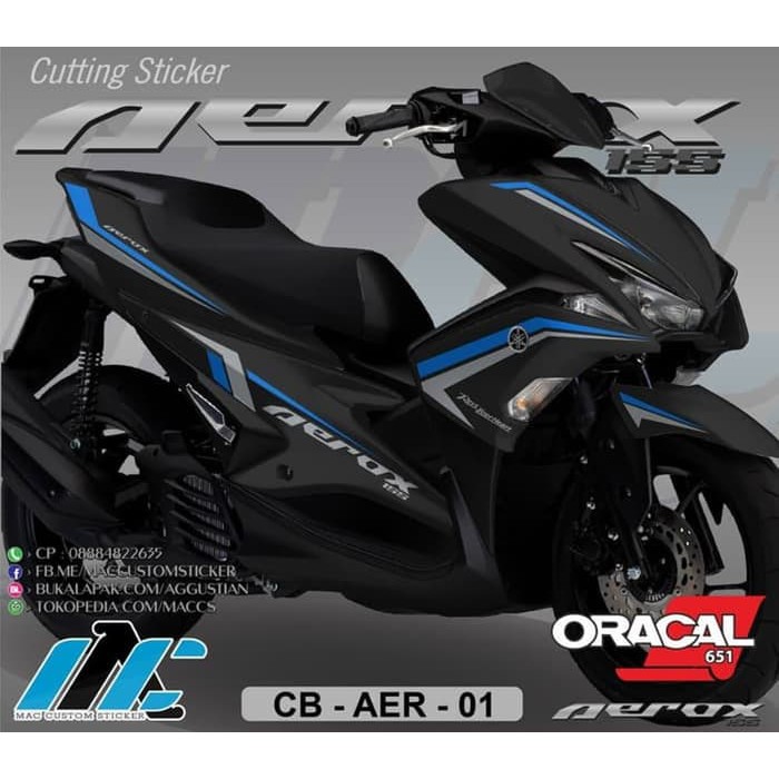 CUTTING STIKER STICKER AEROX - MOTOR WARNA HITAM - type 01