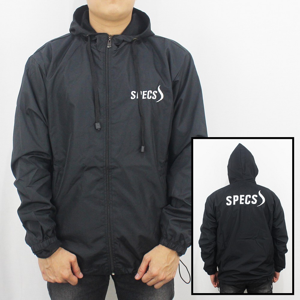 JAKET SPECS PARASUT WINDBREAKER - JAKET OLAH RAGA PRIA - JAKET TRAINING PARASUT SPECS HITAM