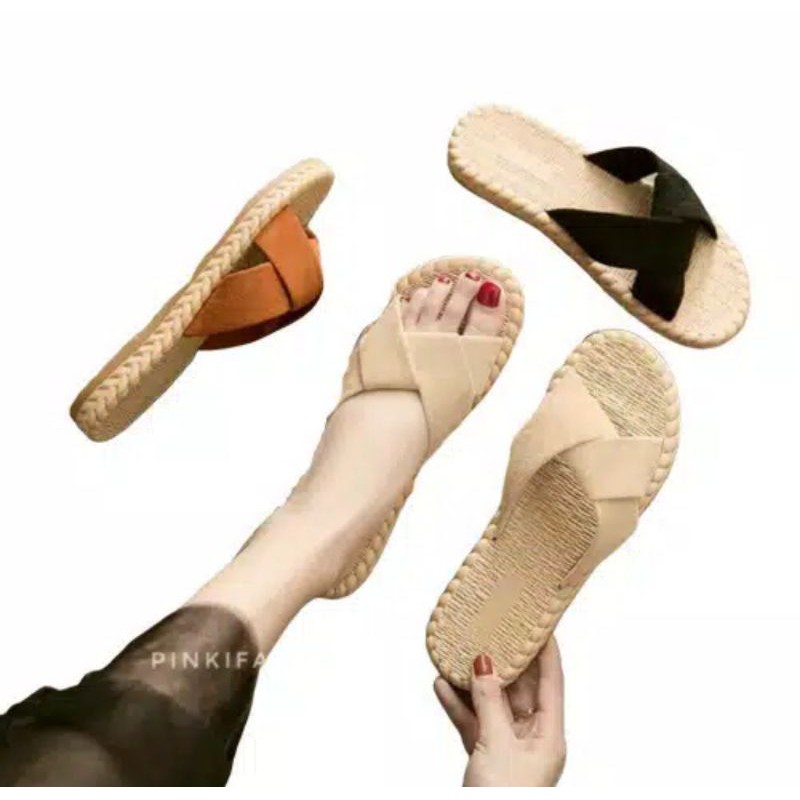 Home-SENIA Sandal Etnik Suede Tali Simpul Sp638